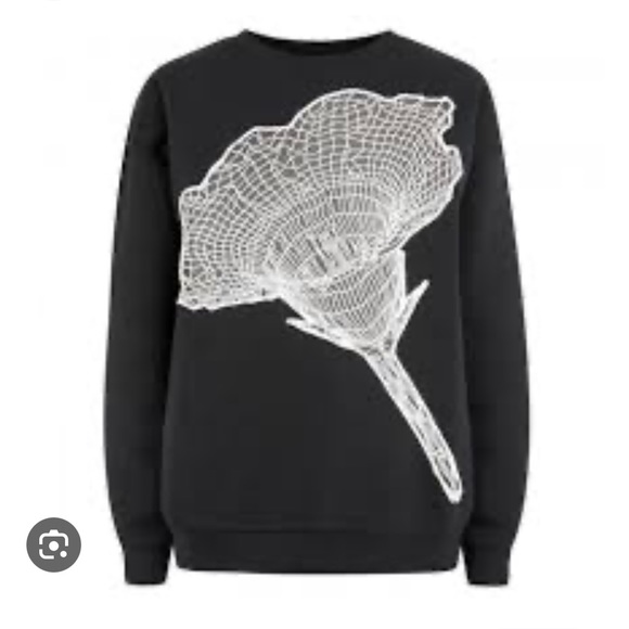 CHRISTOPHER KANE SWEATSHIRT cutwork Grid Flower Floral Sweater Black embroidered - Picture 2 of 4